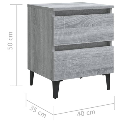 Nachtkastje met metalen poten 40x35x50 cm grijs sonoma eiken