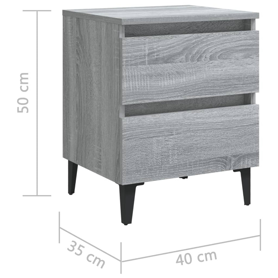 Nachtkastje met metalen poten 40x35x50 cm grijs sonoma eiken
