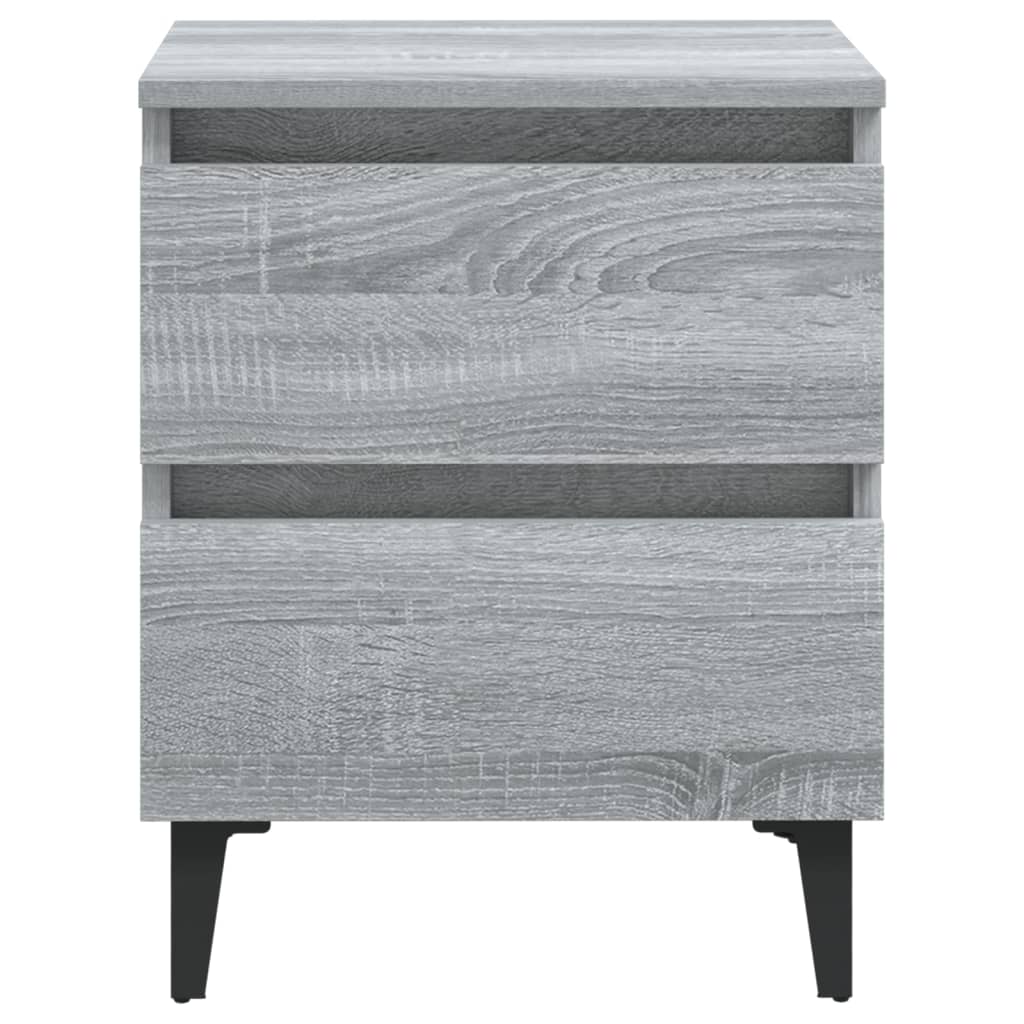 Nachtkastjes 2 st met metalen poten 40x35x50 cm grijs sonoma