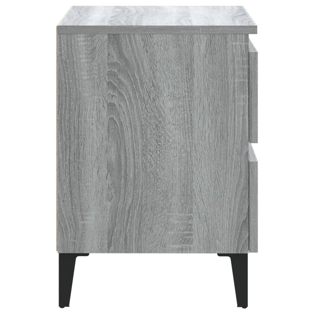 Nachtkastjes 2 st met metalen poten 40x35x50 cm grijs sonoma