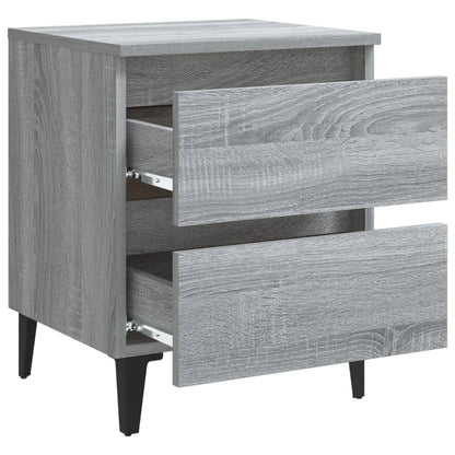 Nachtkastjes 2 st met metalen poten 40x35x50 cm grijs sonoma