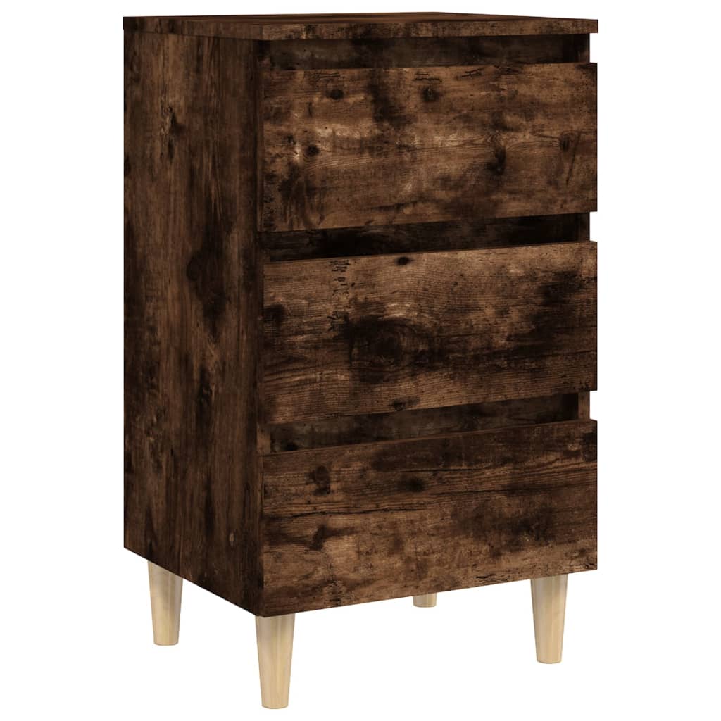 Nachtkastje met houten poten 40x35x69 cm gerookt eikenkleurig 1 Gerookt eiken