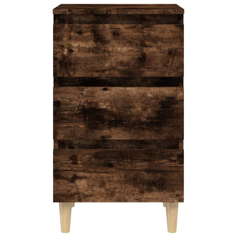 Nachtkastje met houten poten 40x35x69 cm gerookt eikenkleurig 1 Gerookt eiken