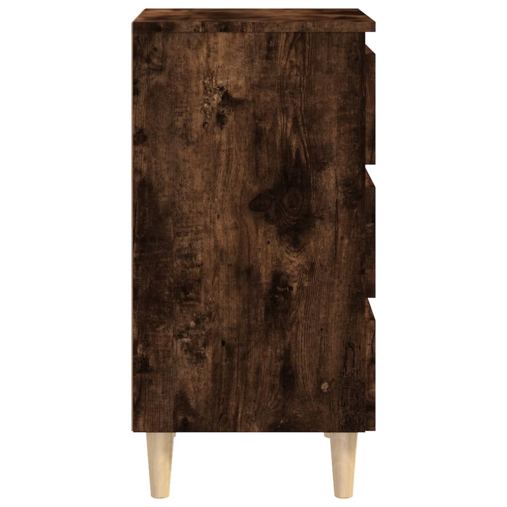 Nachtkastje met houten poten 40x35x69 cm gerookt eikenkleurig 1 Gerookt eiken