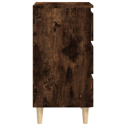 Nachtkastje met houten poten 40x35x69 cm gerookt eikenkleurig 1 Gerookt eiken