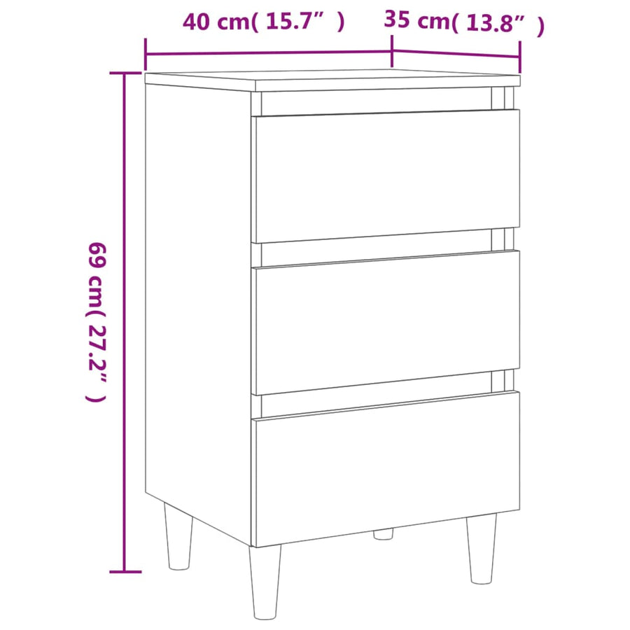 Nachtkastjes 2 st met houten poten 40x35x69 cm gerookt eiken 2 Gerookt eiken