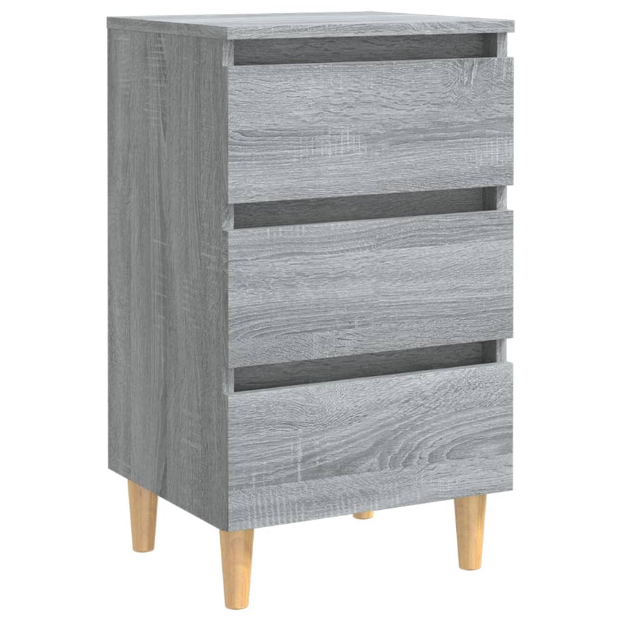 Nachtkastje met houten poten 40x35x69 cm grijs sonoma eiken 1 Grijs sonoma