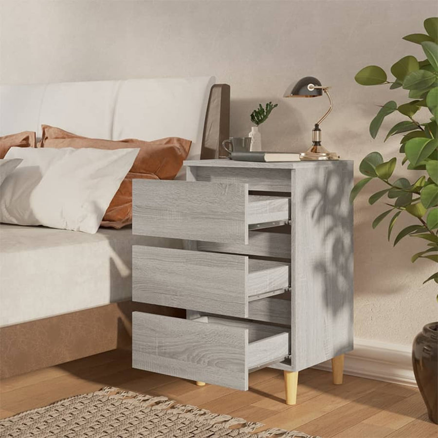 Nachtkastje met houten poten 40x35x69 cm grijs sonoma eiken 1 Grijs sonoma