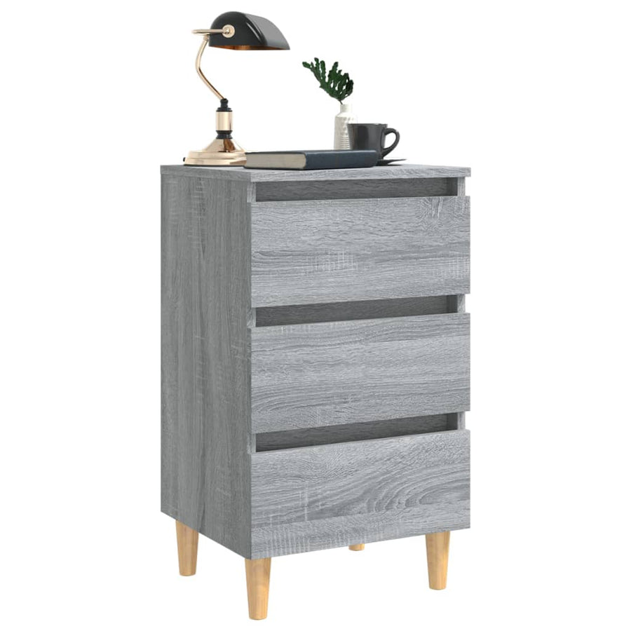 Nachtkastje met houten poten 40x35x69 cm grijs sonoma eiken 1 Grijs sonoma
