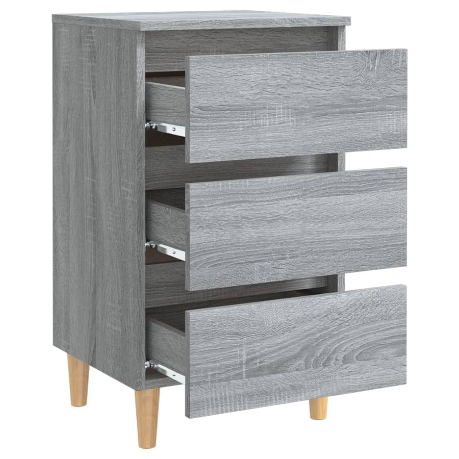 Nachtkastje met houten poten 40x35x69 cm grijs sonoma eiken 1 Grijs sonoma