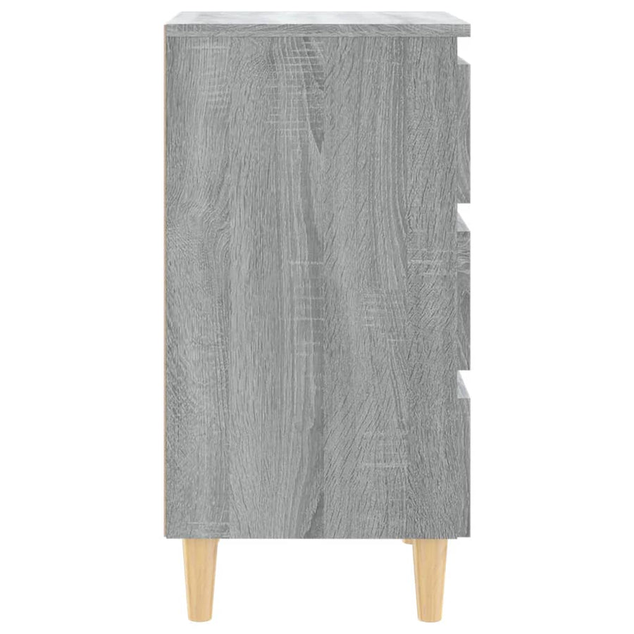 Nachtkastje met houten poten 40x35x69 cm grijs sonoma eiken 1 Grijs sonoma