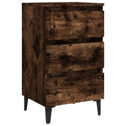 Nachtkastje Met Metalen Poten 40X35X69 Cm Kleurig 1 Gerookt eiken