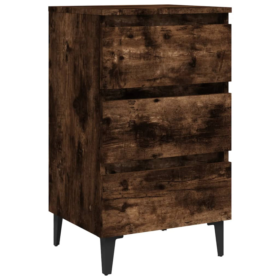 Nachtkastje Met Metalen Poten 40X35X69 Cm Kleurig 1 Gerookt eiken