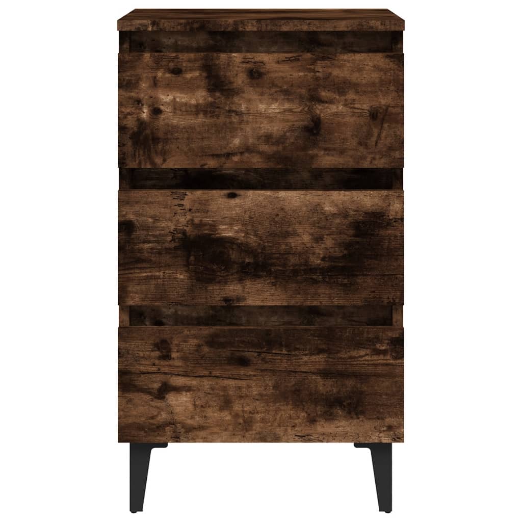 Nachtkastje Met Metalen Poten 40X35X69 Cm Kleurig 1 Gerookt eiken