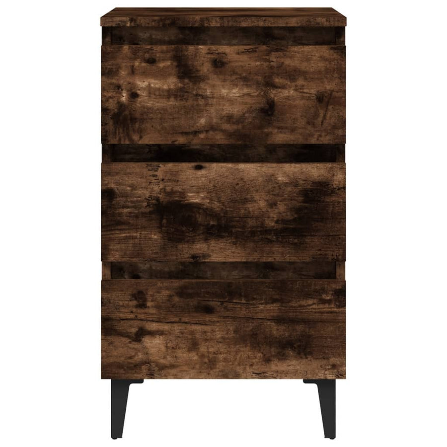 Nachtkastje Met Metalen Poten 40X35X69 Cm Kleurig 1 Gerookt eiken