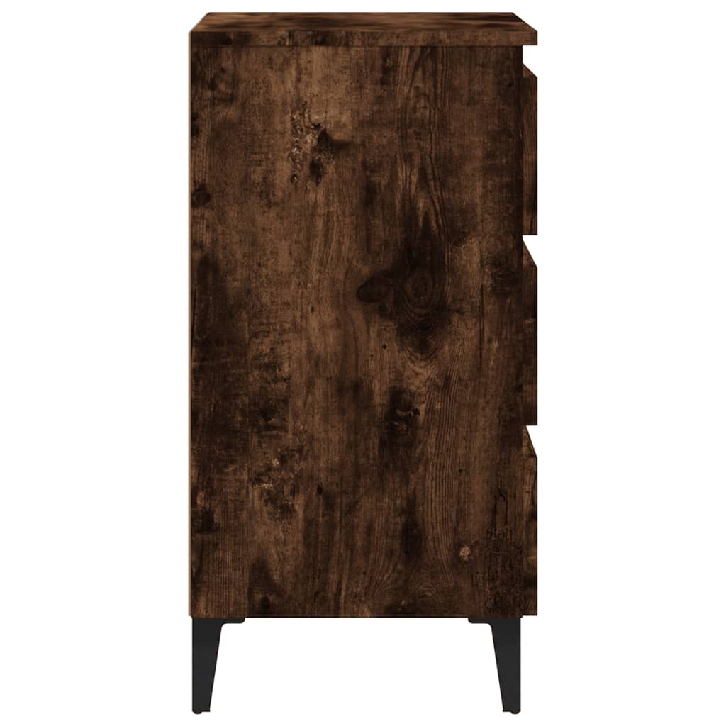 Nachtkastje Met Metalen Poten 40X35X69 Cm Kleurig 1 Gerookt eiken