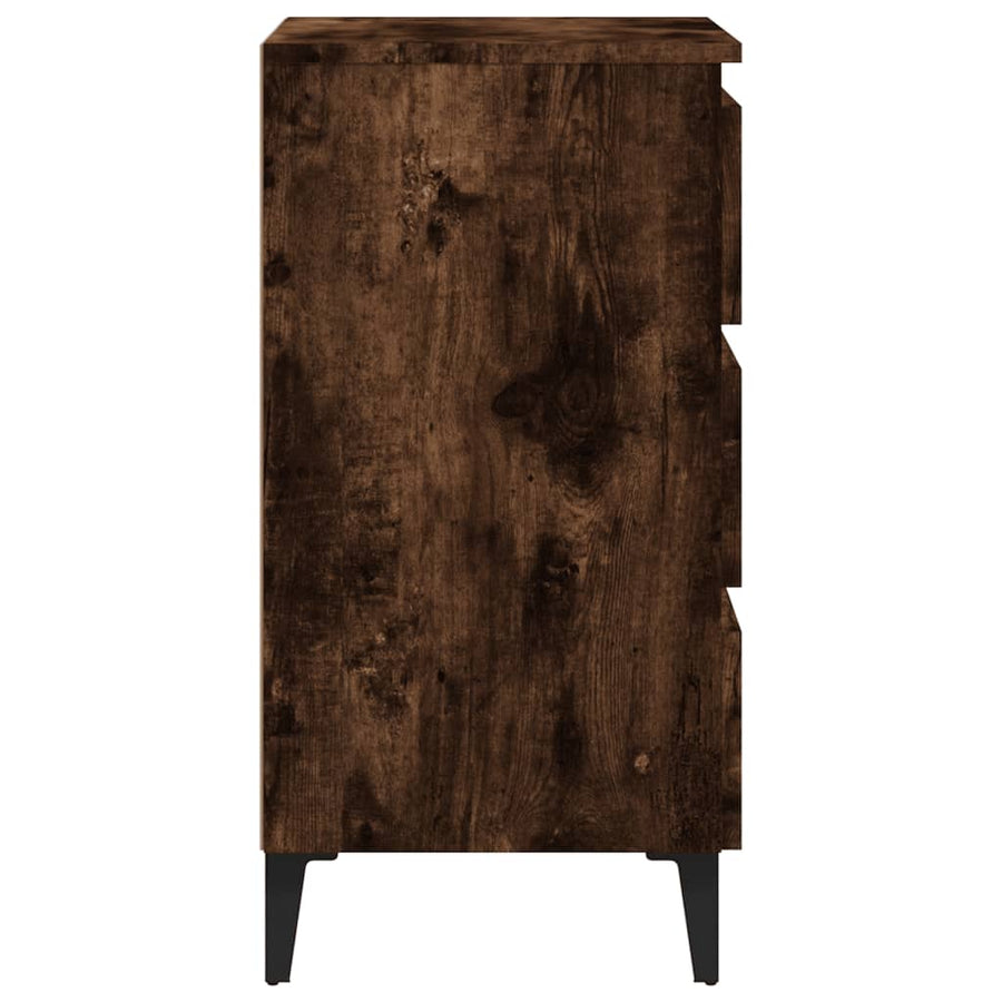 Nachtkastje Met Metalen Poten 40X35X69 Cm Kleurig 1 Gerookt eiken