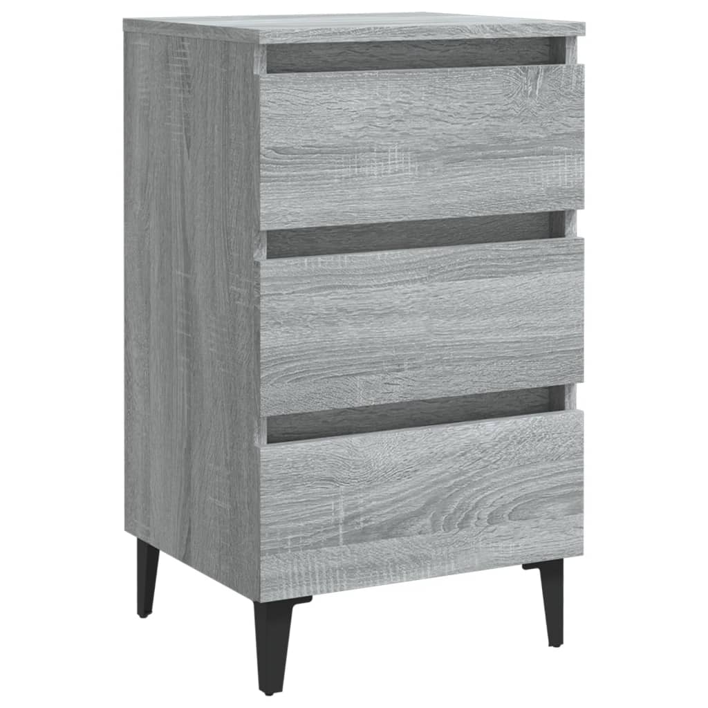 Nachtkastje Met Metalen Poten 40X35X69 Cm Eiken 1 Grijs sonoma