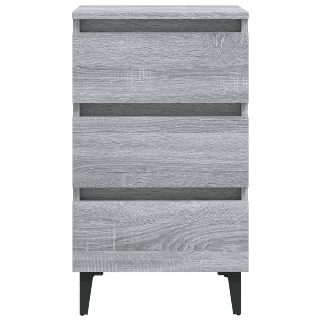 Nachtkastje Met Metalen Poten 40X35X69 Cm Eiken 1 Grijs sonoma