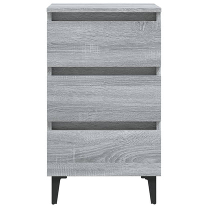 Nachtkastje Met Metalen Poten 40X35X69 Cm Eiken 1 Grijs sonoma