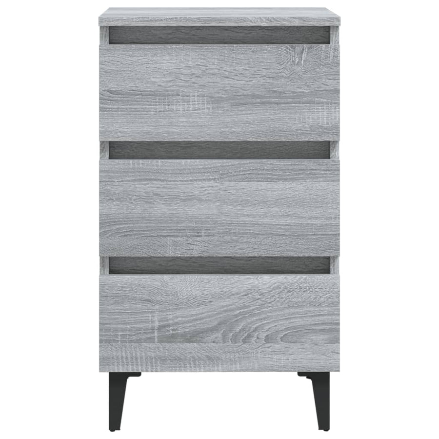 Nachtkastje Met Metalen Poten 40X35X69 Cm Eiken 1 Grijs sonoma