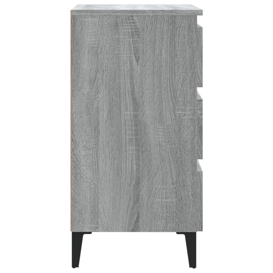 Nachtkastje Met Metalen Poten 40X35X69 Cm Eiken 1 Grijs sonoma