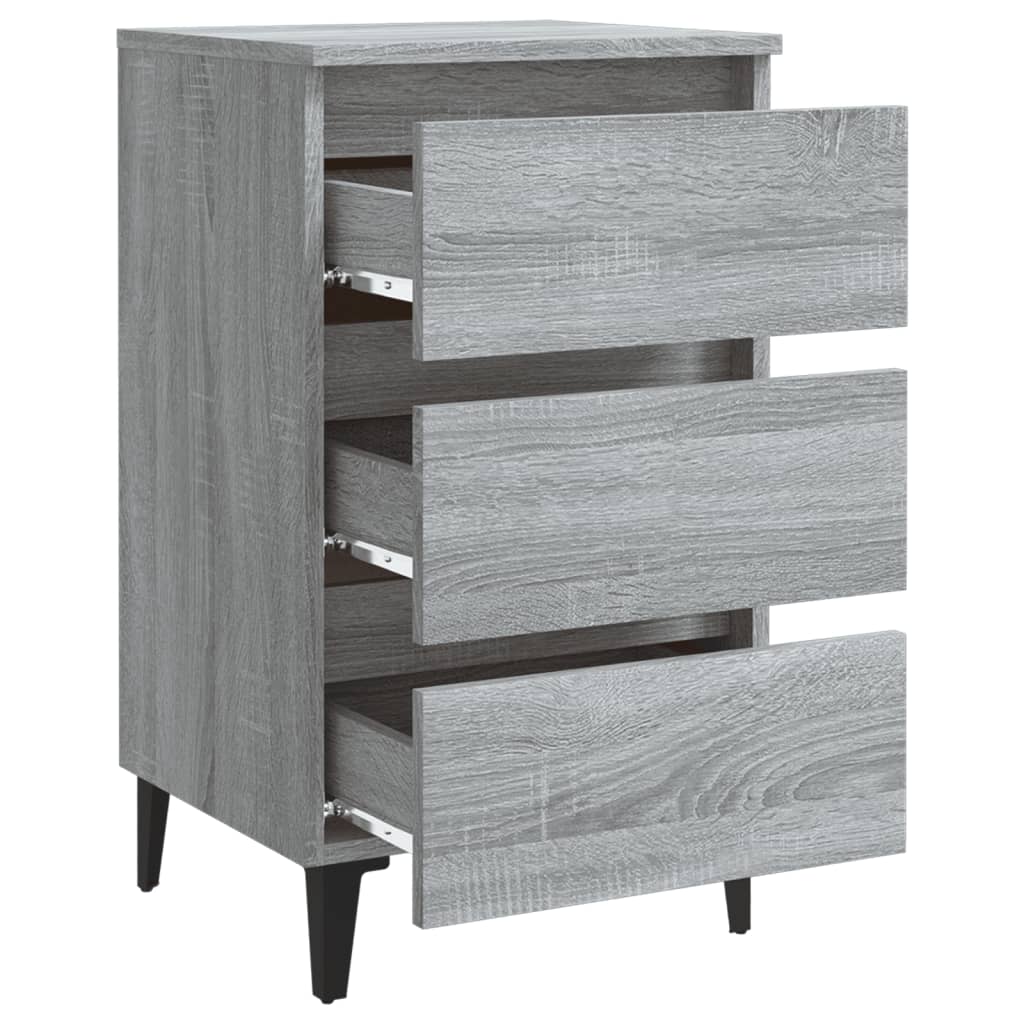 Nachtkastje Met Metalen Poten 40X35X69 Cm Eiken 1 Grijs sonoma