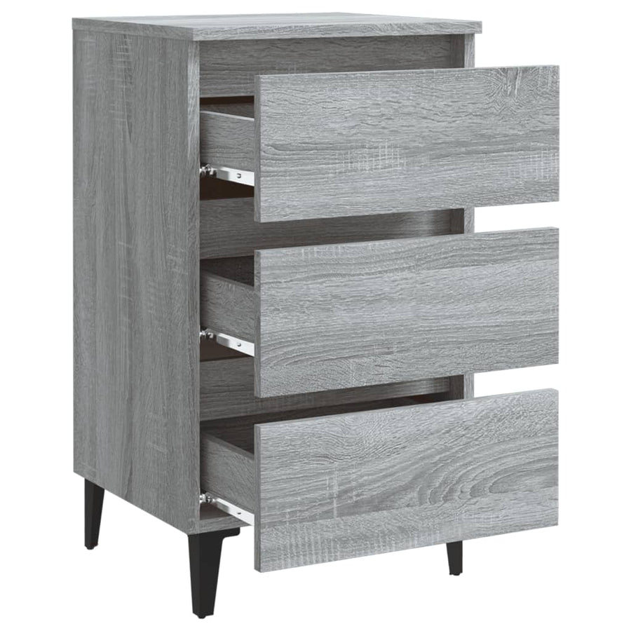 Nachtkastje Met Metalen Poten 40X35X69 Cm Eiken 1 Grijs sonoma