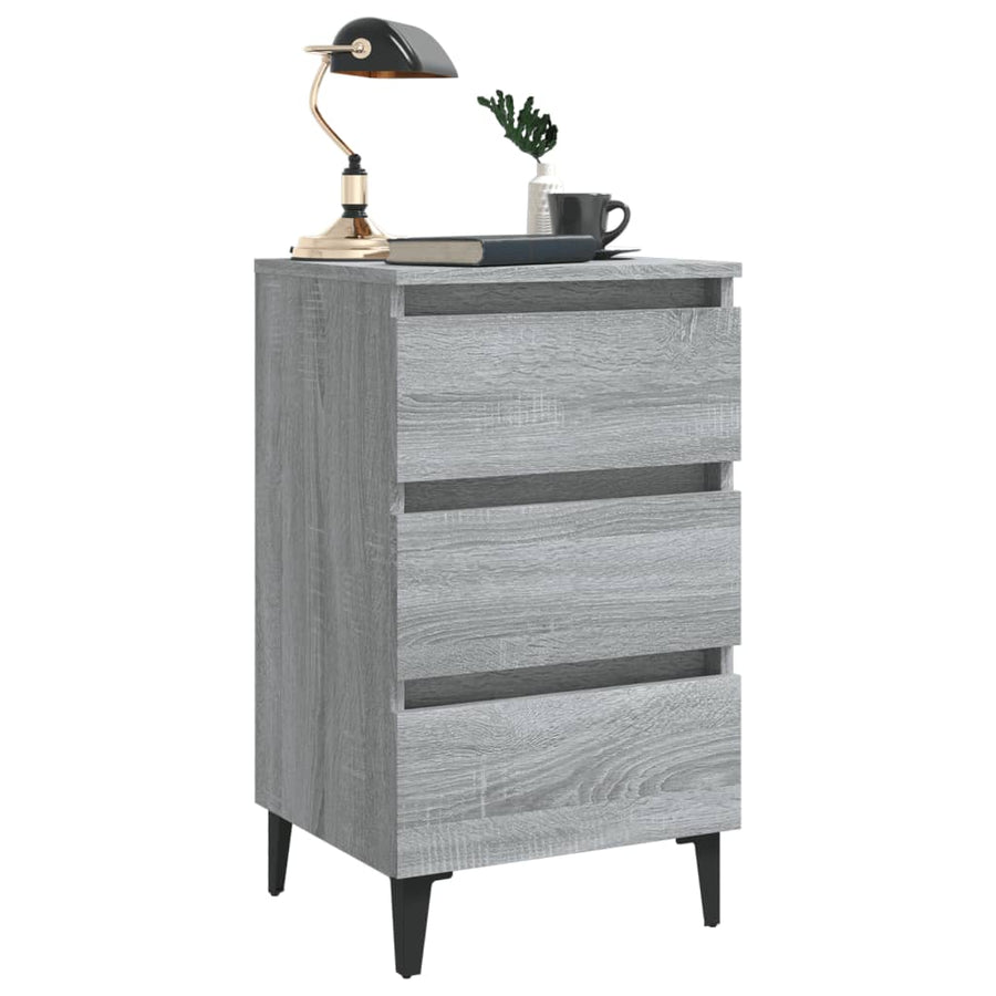 Nachtkastje Met Metalen Poten 40X35X69 Cm Eiken 1 Grijs sonoma