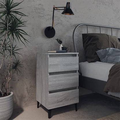 Nachtkastje Met Metalen Poten 40X35X69 Cm Eiken 1 Grijs sonoma