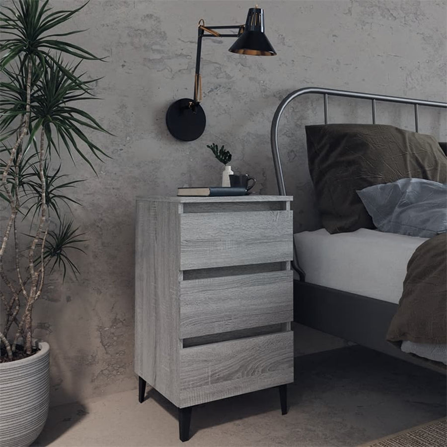 Nachtkastje Met Metalen Poten 40X35X69 Cm Eiken 1 Grijs sonoma