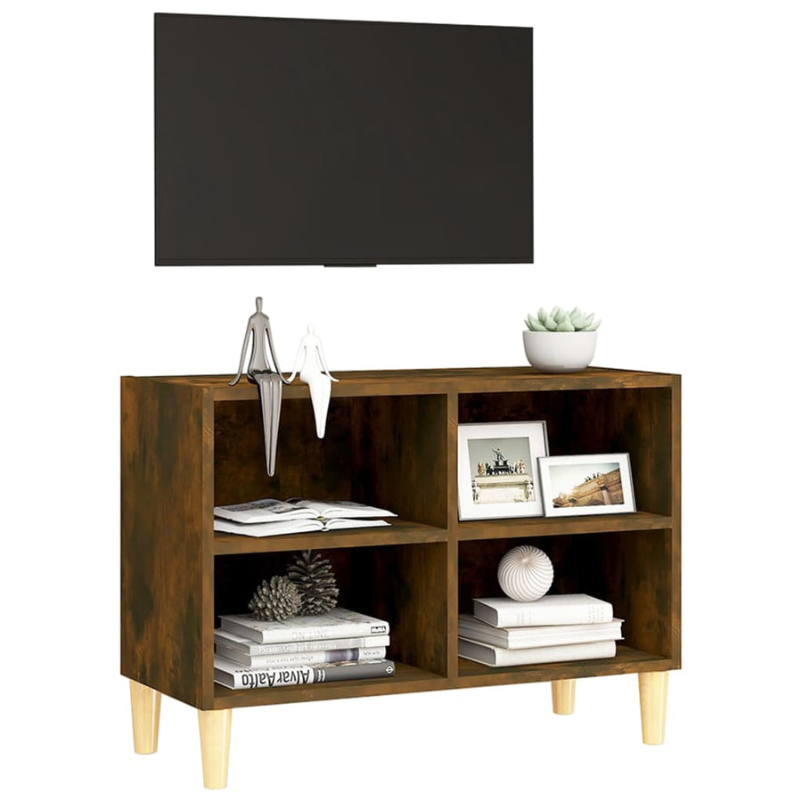Tv-meubel met houten poten 69,5x30x50 cm gerookt eikenkleurig 69.5 x 30 x 50 cm Gerookt eiken
