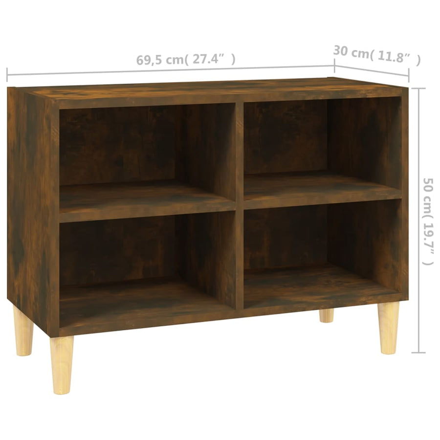 Tv-meubel met houten poten 69,5x30x50 cm gerookt eikenkleurig 69.5 x 30 x 50 cm Gerookt eiken