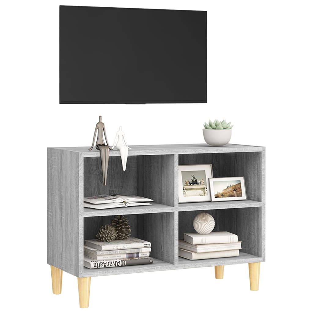Tv-meubel met houten poten 69,5x30x50 cm grijs sonoma eiken 69.5 x 30 x 50 cm Grijs sonoma