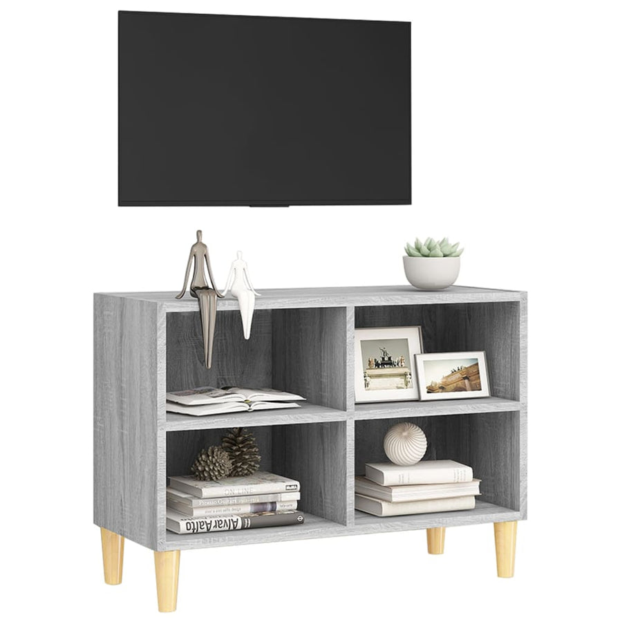 Tv-meubel met houten poten 69,5x30x50 cm grijs sonoma eiken 69.5 x 30 x 50 cm Grijs sonoma