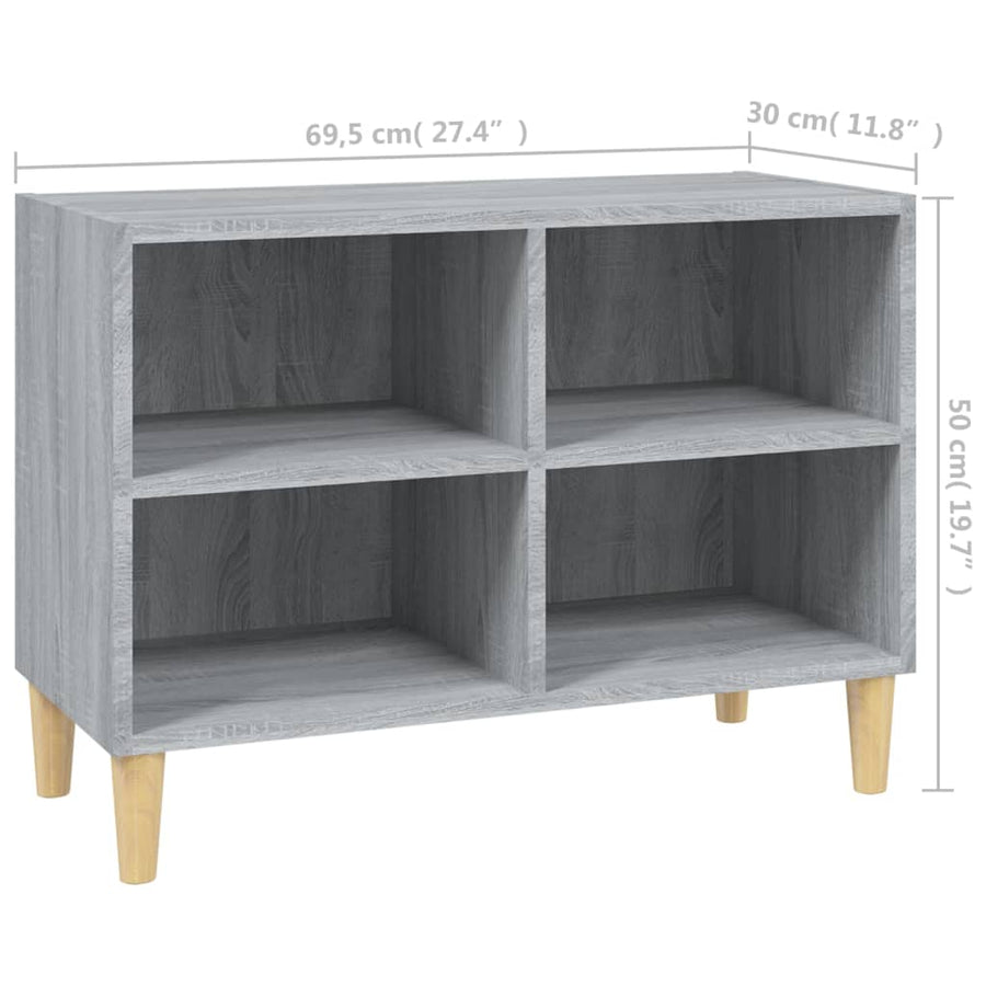 Tv-meubel met houten poten 69,5x30x50 cm grijs sonoma eiken 69.5 x 30 x 50 cm Grijs sonoma