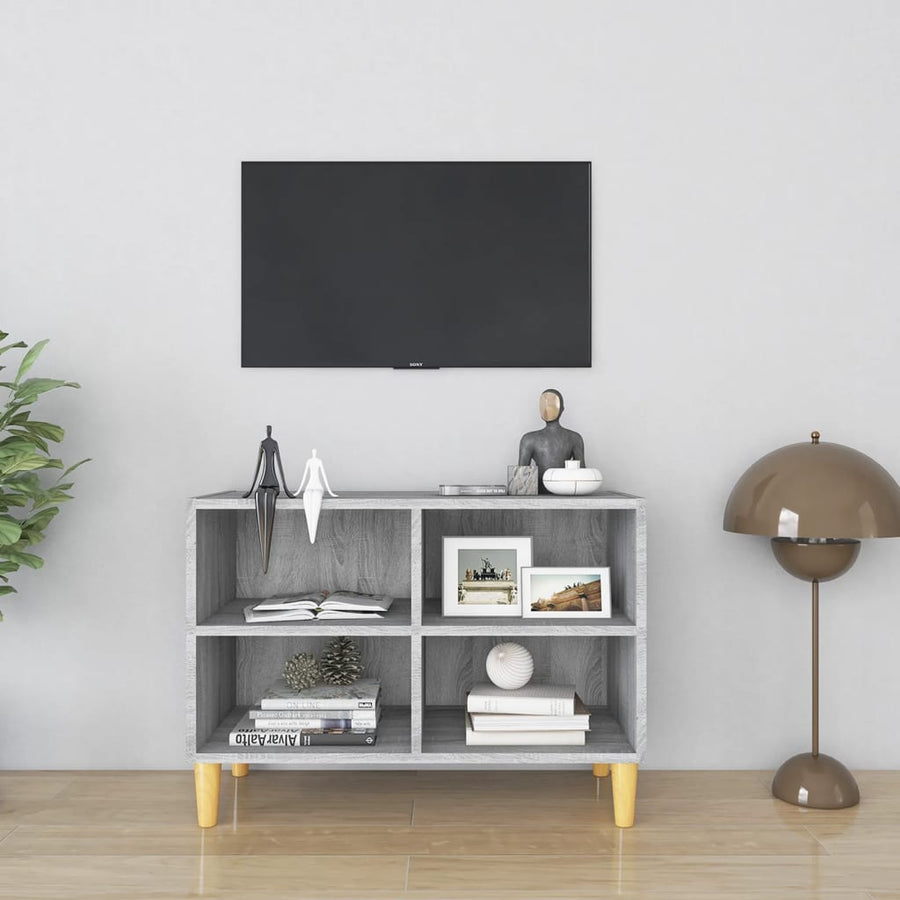 Tv-meubel met houten poten 69,5x30x50 cm grijs sonoma eiken 69.5 x 30 x 50 cm Grijs sonoma
