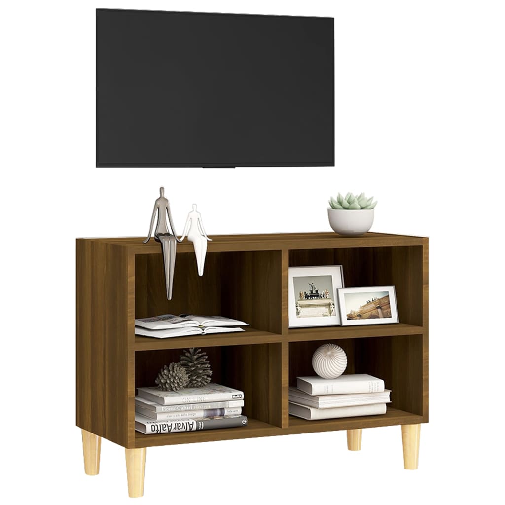 Tv-meubel met houten poten 69,5x30x50 cm bruineikenkleurig 69.5 x 30 x 50 cm Bruineiken