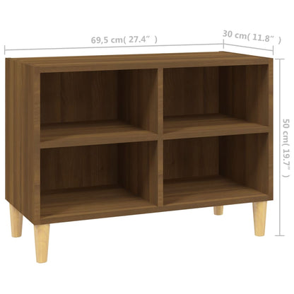 Tv-meubel met houten poten 69,5x30x50 cm bruineikenkleurig 69.5 x 30 x 50 cm Bruineiken