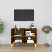 Tv-meubel 69,5x30x50 cm bruineiken spaanplaat massief hout
