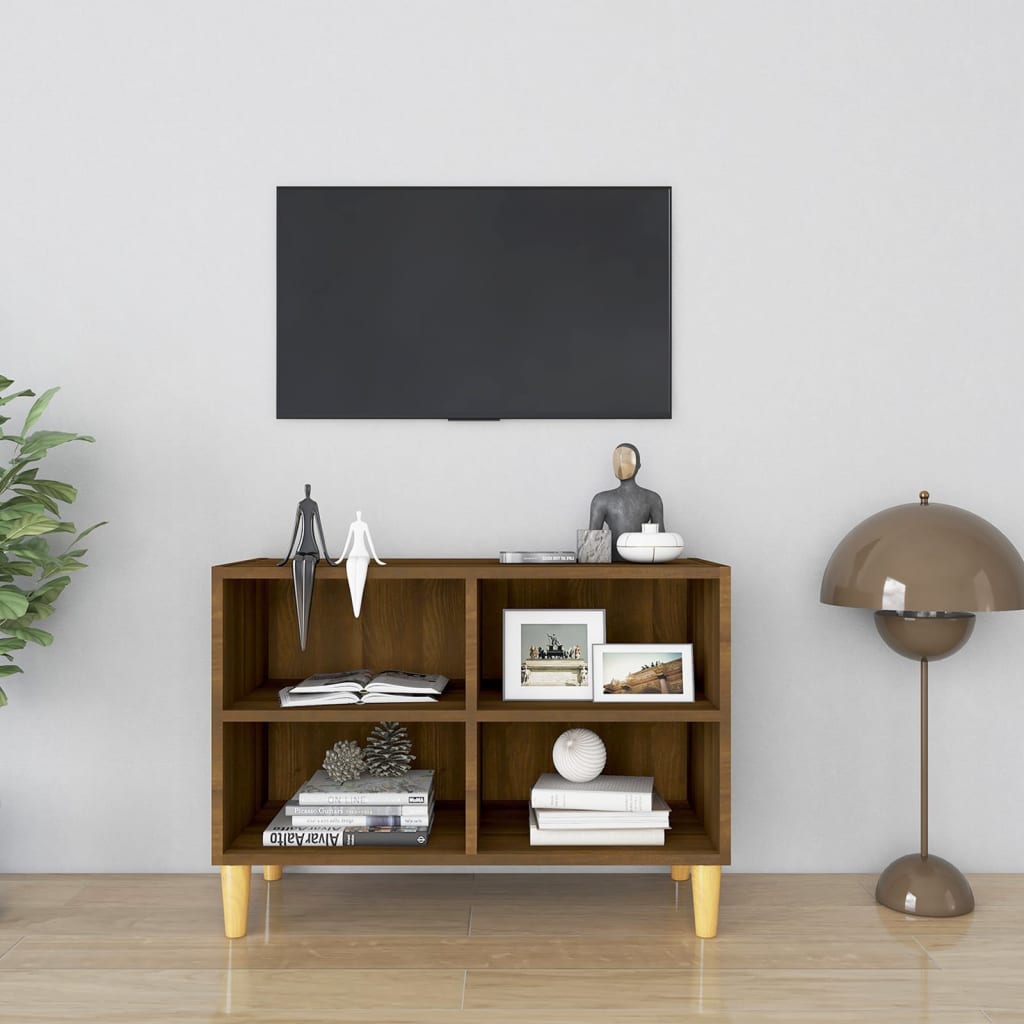 Tv-meubel met houten poten 69,5x30x50 cm bruineikenkleurig 69.5 x 30 x 50 cm Bruineiken