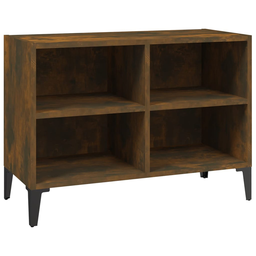 Tv-meubel met metalen poten 69,5x30x50 cm gerookt eikenkleurig