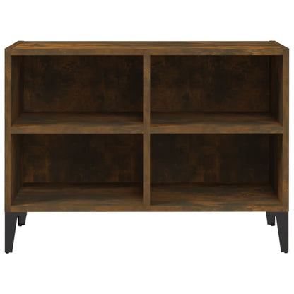 Tv-meubel met metalen poten 69,5x30x50 cm gerookt eikenkleurig