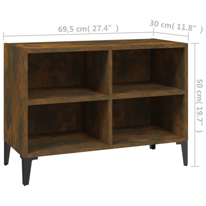 Tv-meubel met metalen poten 69,5x30x50 cm gerookt eikenkleurig