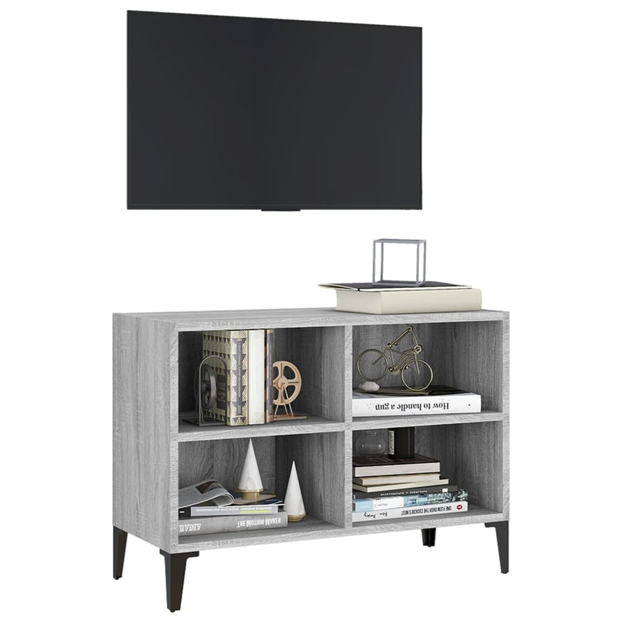 Tv-meubel met metalen poten 69,5x30x50 cm grijs sonoma eiken