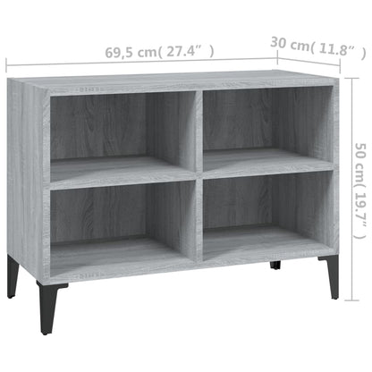 Tv-meubel met metalen poten 69,5x30x50 cm grijs sonoma eiken
