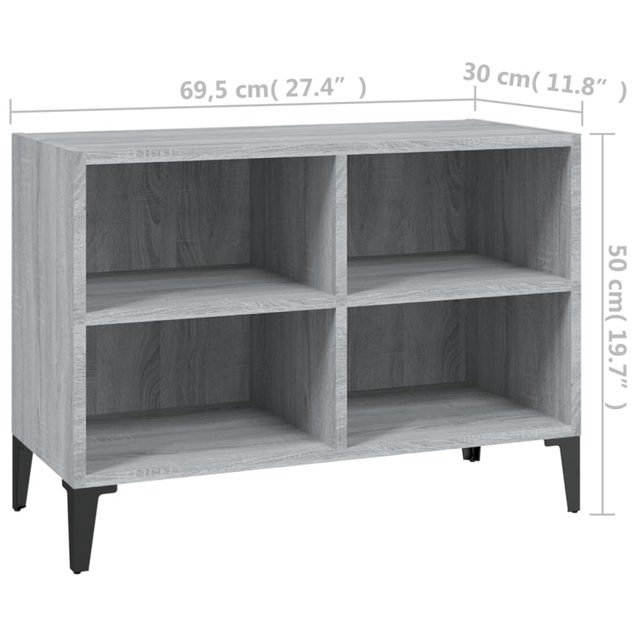 Tv-meubel met metalen poten 69,5x30x50 cm grijs sonoma eiken