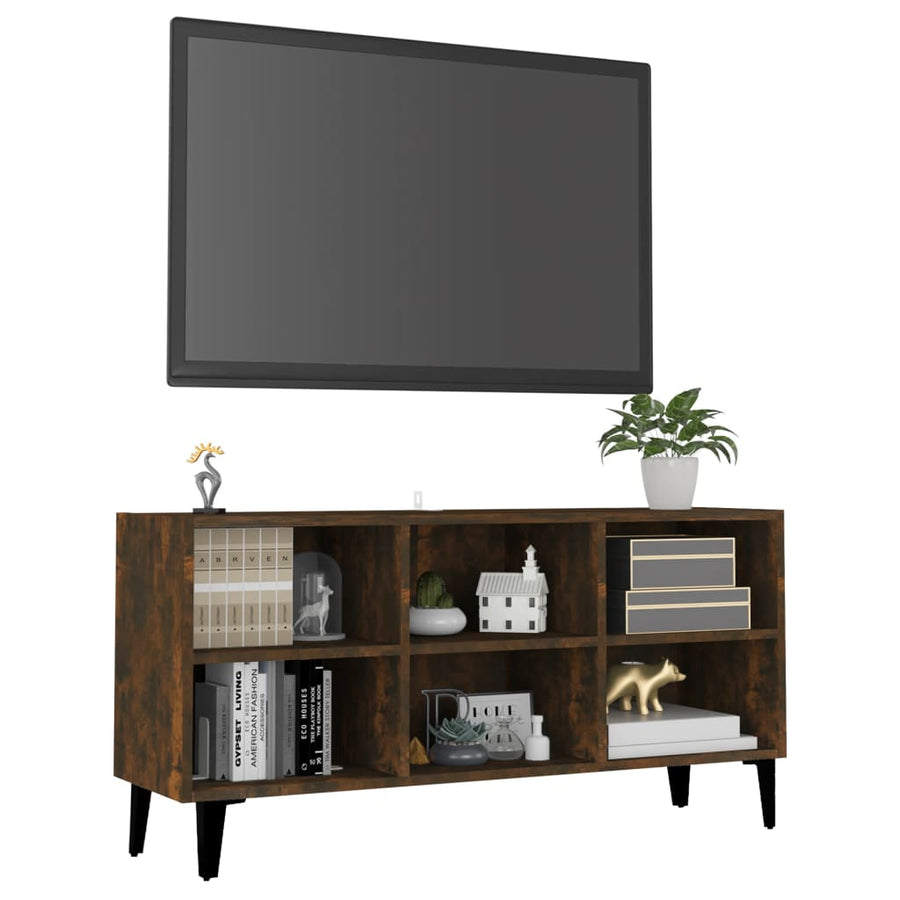 Tv-Meubel Met Metalen Poten 103,5X30X50 Cm Kleurig 103.5 cm Gerookt eiken