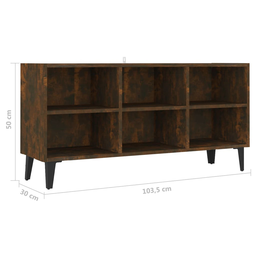 Tv-Meubel Met Metalen Poten 103,5X30X50 Cm Kleurig 103.5 cm Gerookt eiken