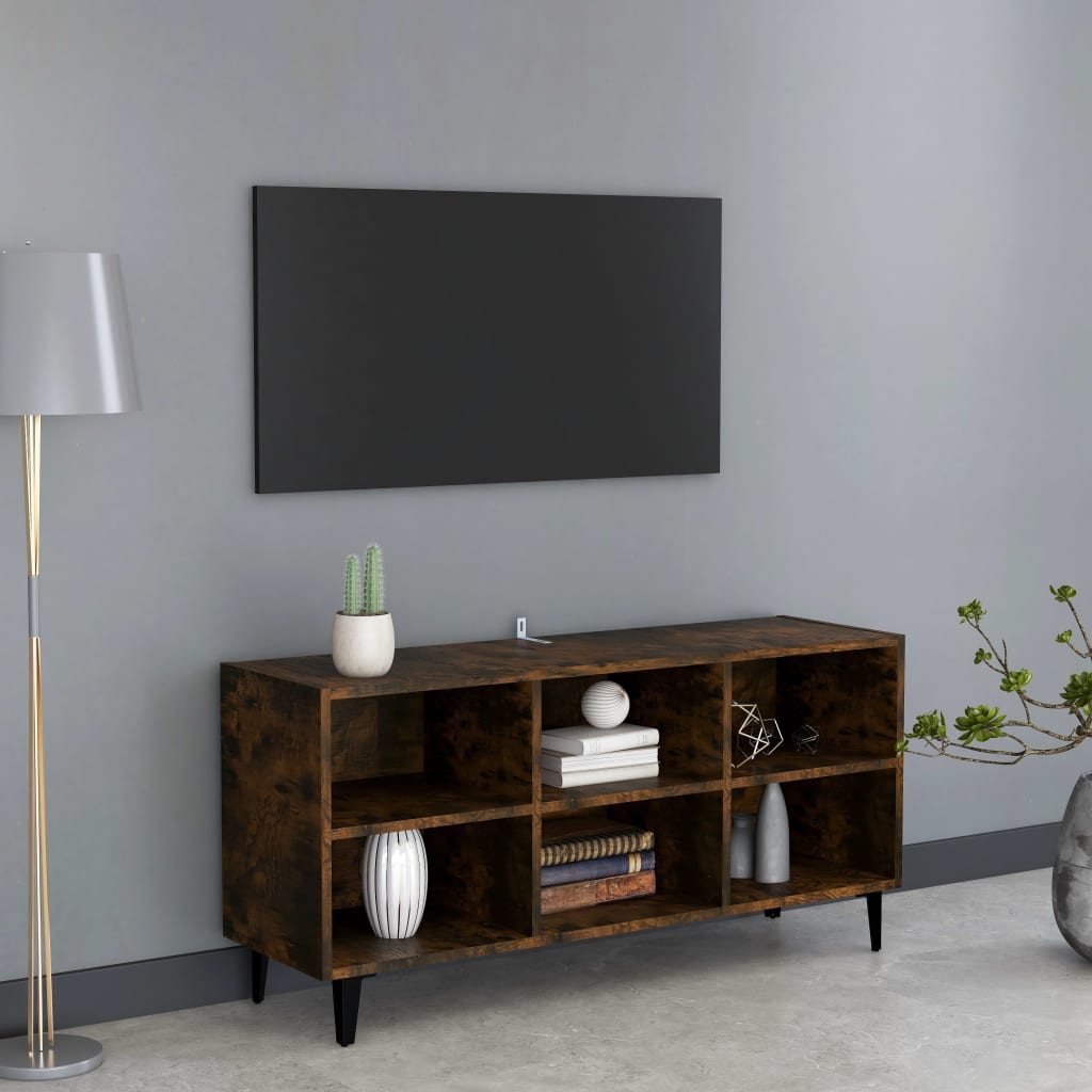 Tv-Meubel Met Metalen Poten 103,5X30X50 Cm Kleurig 103.5 cm Gerookt eiken